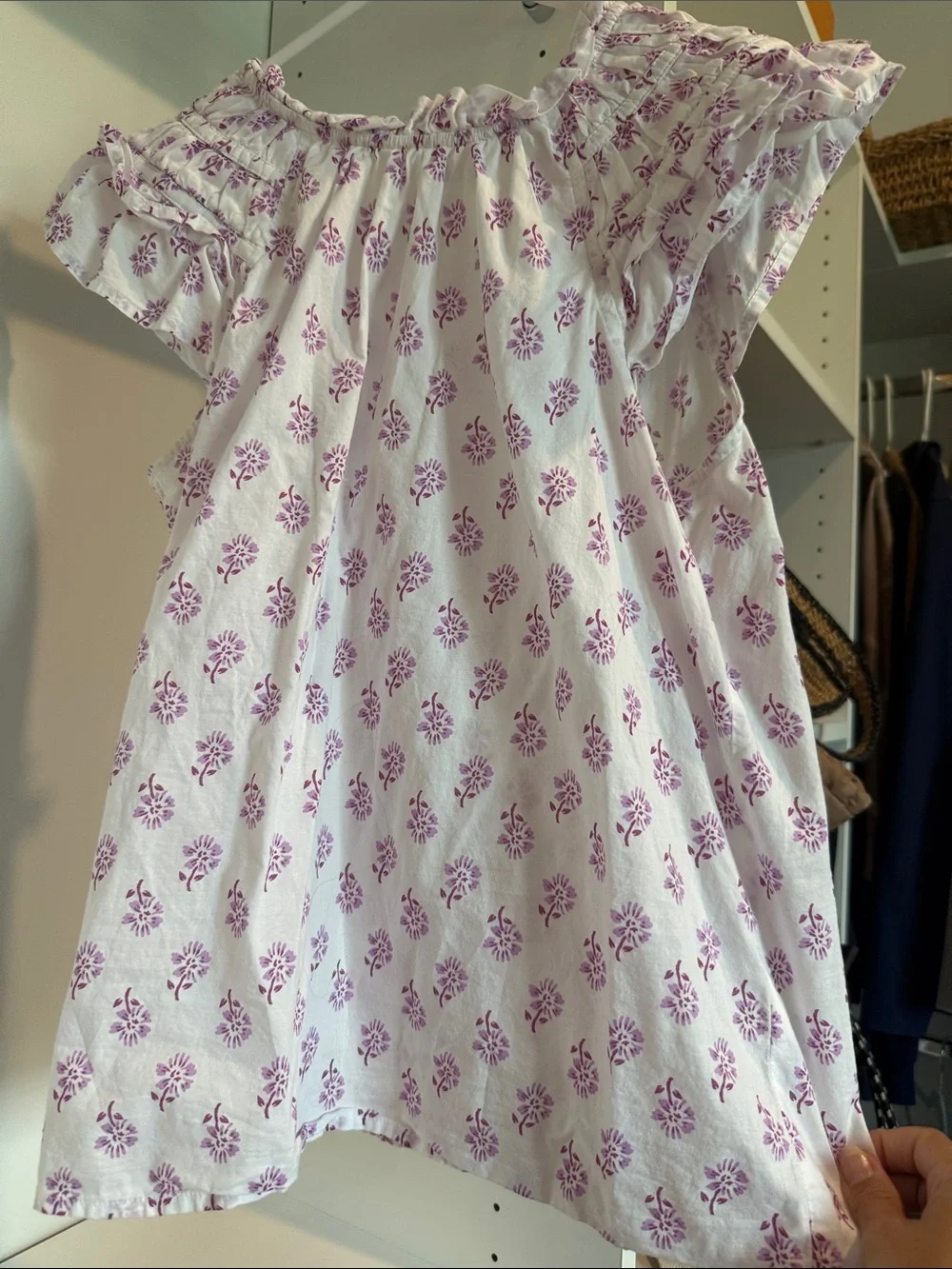 J. Crew White Tank Top with Lavender Floral Print